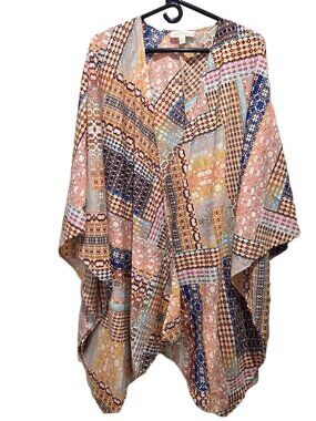 Boutique Boho Caftan Kimono Open-Front Beach Swim Suit Coverup Plus Size 0X - 1X